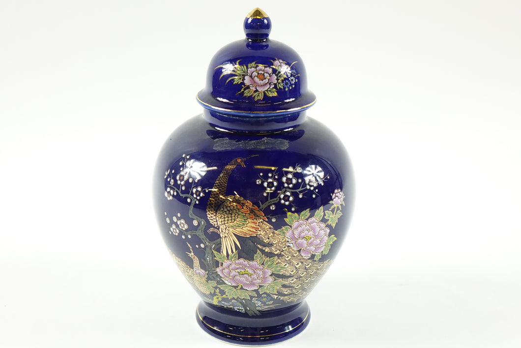 Cobalt Blue Japanese Porcelain Jar w/ Top