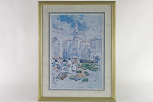 Rialto Market, Print of original Watercolor, Signed