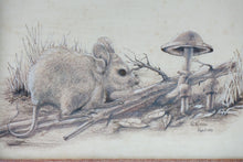 Load image into Gallery viewer, The Mouse &amp; the Mushroom, Original Pencil Drawling, Signed
