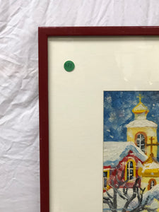 Winter in Moscow, 1993, Original Watercolor, Signed