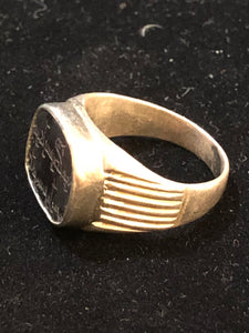 Greyish Black Inscribed Kufi Ring Size 9.25