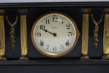 Load image into Gallery viewer, Antique Mantel Clock Ingraham with Marble &amp; Bronze
