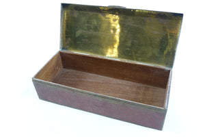 Antique European Decorative Brass and Wood Box
