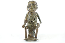 Load image into Gallery viewer, Antique Bronze African Scultpure of a Man Smoking a Pipe

