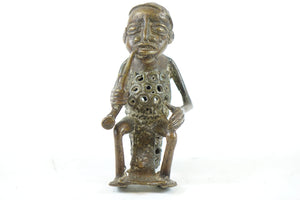 Antique Bronze African Scultpure of a Man Smoking a Pipe