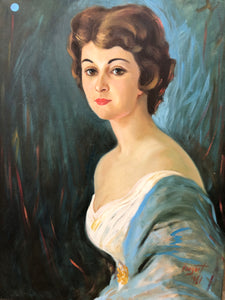 Lady Original Oil on Canvas Signed on the Bottom 1961
