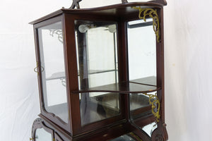 Amazing Antique Glass Decorative Cabinet (38.5" x 13.5" x 67.5")