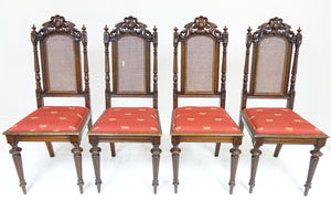 4 Beautiful Heavily Carved Chairs  (18" x 17.5" x 43")