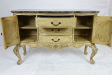 Load image into Gallery viewer, Marble Top White Wash Sideboard (62" x 22" x 40")
