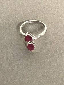 9.25 Sterling Silver Ring With Two Red Rubies