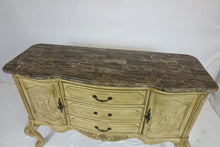 Load image into Gallery viewer, Marble Top White Wash Sideboard (62" x 22" x 40")