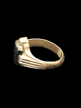 Load image into Gallery viewer, Black Engraved Stone Kufi Ring Size 8.25
