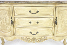 Load image into Gallery viewer, Marble Top White Wash Sideboard (62" x 22" x 40")