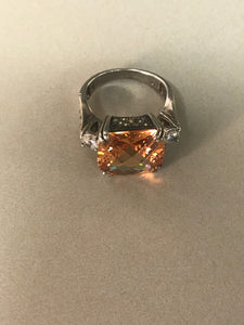 Sterling Silver Orange Gemstone Ring