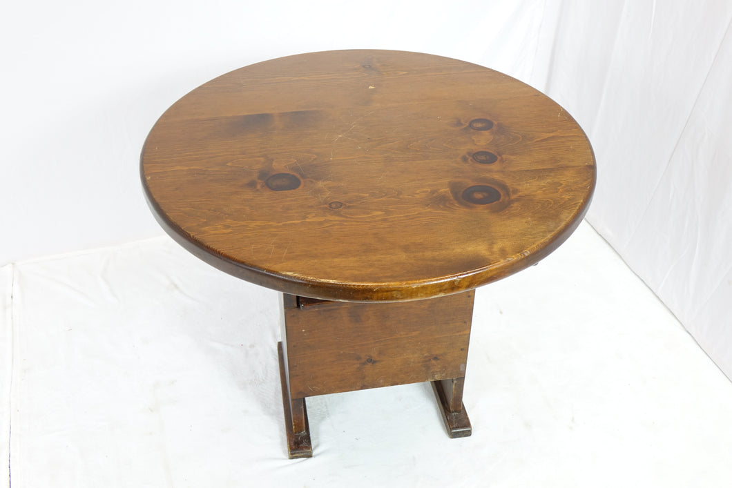 Antique Round American Solid Pine Drop-top Table (36