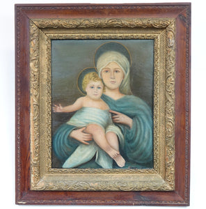 19th Century, Madonna and the Baby, Oil on Canvas