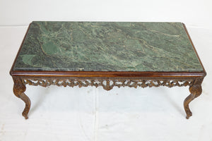 Vintage Heavily Carved Granite Top Coffee Table (41" x 20" x 17")