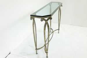 Beautiful Modern Metal And Glass Side Table (45.5" x 13.5" x 34.25")