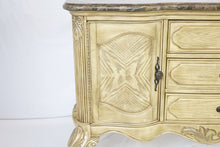 Load image into Gallery viewer, Marble Top White Wash Sideboard (62" x 22" x 40")