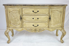 Load image into Gallery viewer, Marble Top White Wash Sideboard (62" x 22" x 40")