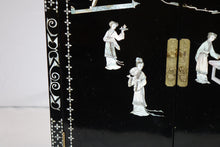 Load image into Gallery viewer, Chinese Black Lacquered Cabinet With Mother Of Purl  (26&quot; x 13&quot; x 40&quot;)
