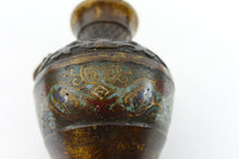 Load image into Gallery viewer, Antique Chinese Bronze Cloisonne Vase w/ elephant handles
