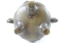 Load image into Gallery viewer, Antique Chinese Bronze Cloisonne Tripod with/ elephant handles.
