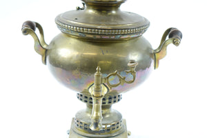 Antique Brass Russian Samovar 19th Century with Stamps (missing top handle)