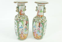 Load image into Gallery viewer, Pair of Antique Chinese Famille Rose Porcelain Vases
