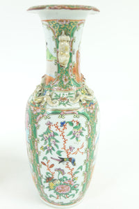 Pair of Antique Chinese Famille Rose Porcelain Vases