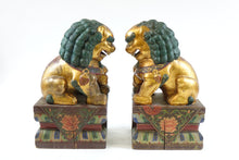 Load image into Gallery viewer, Pair of Antique Wooden Painted Quilts Chinese Foo Lions
