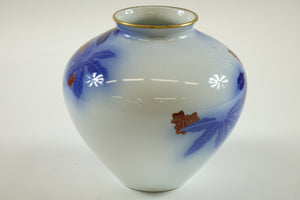 Japanese Porcelain Vase with Bird and Maple Leaves