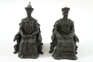 Pair Of Chinese Bronze Figures of Emperor And Empress