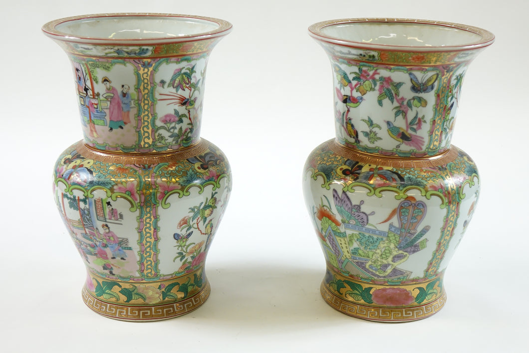 A Pair of Chinese Famille Rose Vases