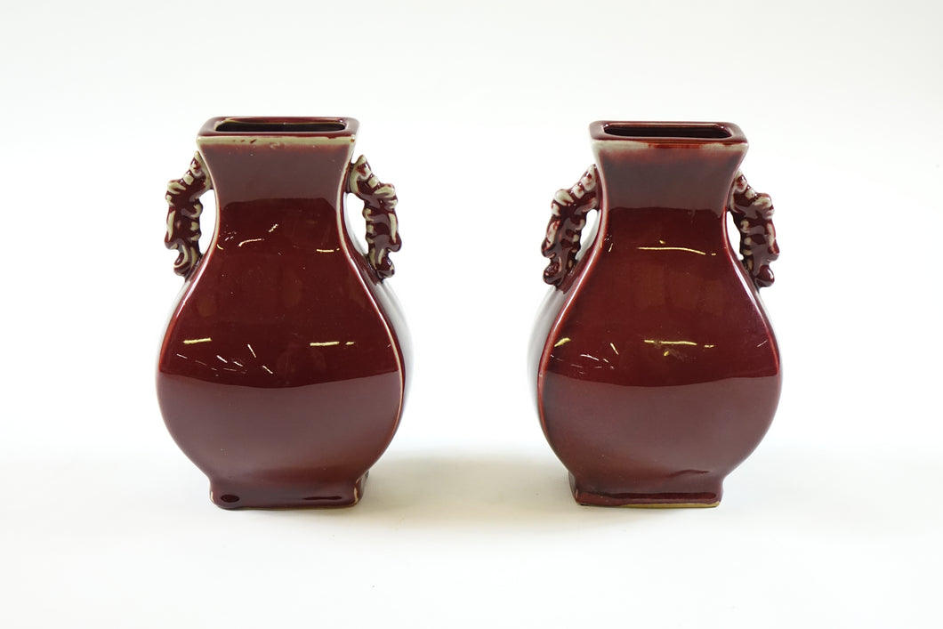 A Pair of Antique Chinese Oxe Blood Porcelain Vases