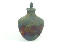 Load image into Gallery viewer, Iridescent Green Raku Perfume Bottle Signed
