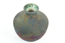 Load image into Gallery viewer, Iridescent Green Raku Perfume Bottle Signed
