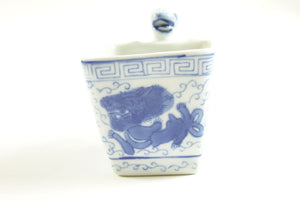 Chinese Blue Dragon White Ceramic SquareCup marked condition