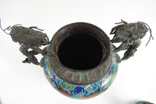 Load image into Gallery viewer, Antique Chinese Cloisonne Tripod w/ Top
