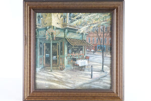 Cafe, Print of original Oil Painting on Canvas, Signed