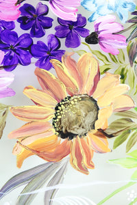 Floral Still Life, Original Oil on Glass, Signed