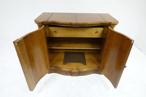 Compact Serving Table / Bar With Expanded Top And A Hidden Drawer (38" x 18" x 3