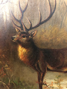 Elk Antique Original Oil on Canvas