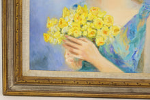 Load image into Gallery viewer, Vintage Oil on Canvas Lady with Flowers 1976 Signed
