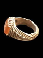 Load image into Gallery viewer, Decorative Marked Orange Kufi Ring Size 8.5
