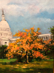 The Capital Original Oil on Canvas Signed on the Bottom