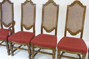 Wood Chairs Red Cushion (6 Pieces)(23" x 18" x 46")