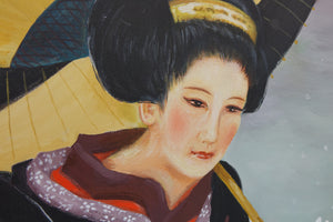 Geisha Oil on Canvas Board Signed Original
