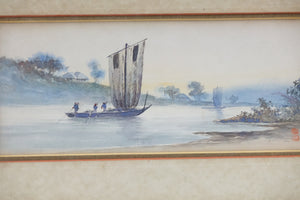 On the River, Original Watercolor on Paper, Signed on the Bottom
