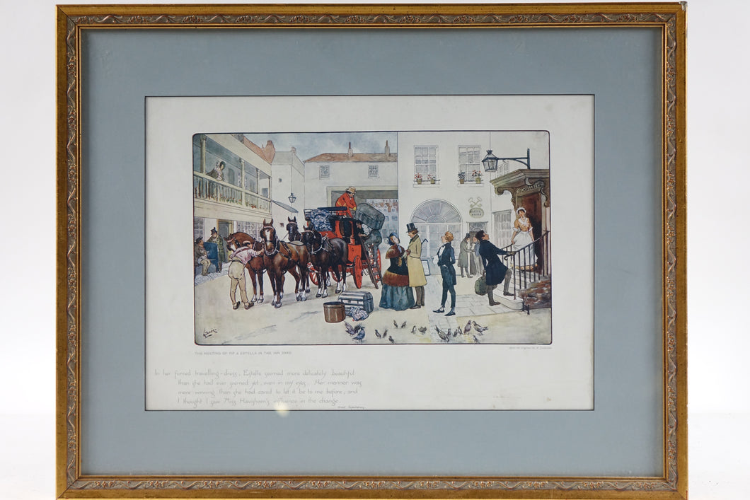 The Meeting of Pip & Estella in the Inn Yard Print of Original Watercolor